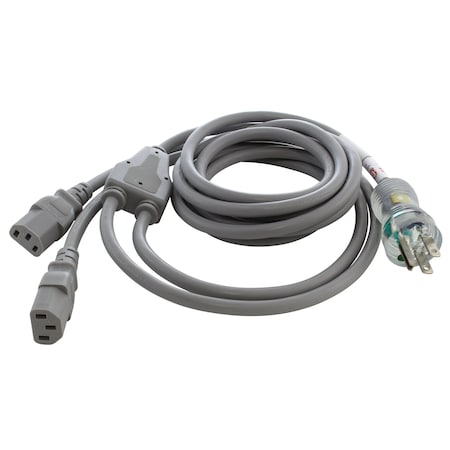 Ac Works 10ft 13A 16/3 Medical Grade Y-Cable with Two C13 Connectors MD13AYC13-120